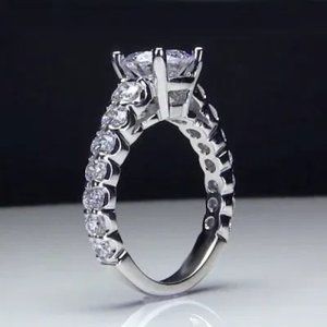💞Engagement Anillos Sparkling Round Cubic Silver Plated Wedding Ring,UNVN12068